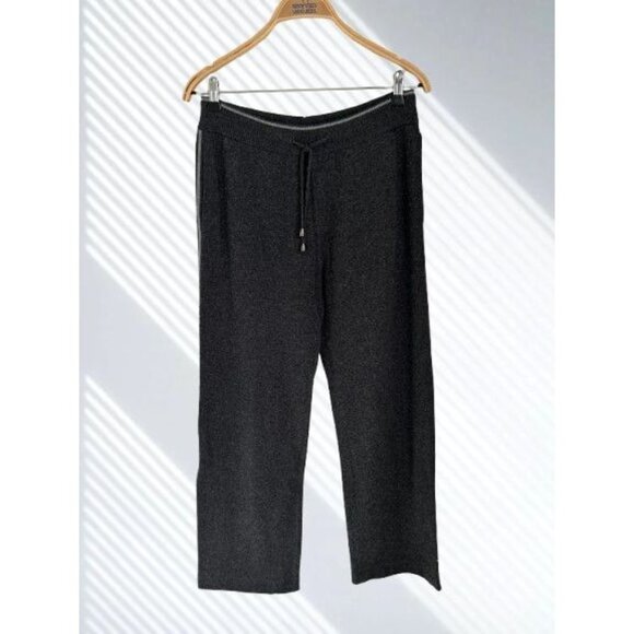 ZegnaSport Charcoal Gray Wool & Cashmere Blend Wide-Leg Track Pants With Drawstr - Picture 1 of 8